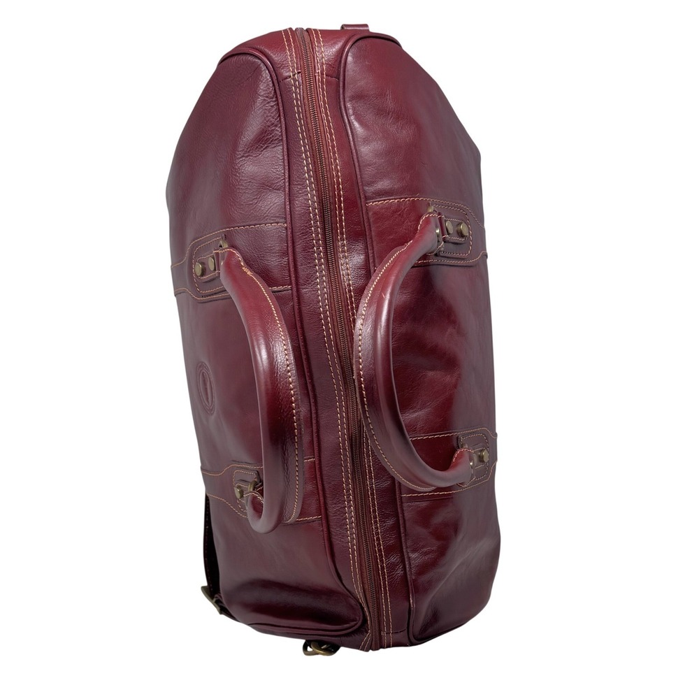 Cenzo Brown Calfskin Leather Duffle Weekender 21" Heritage Carry-On - Picture 7 of 15